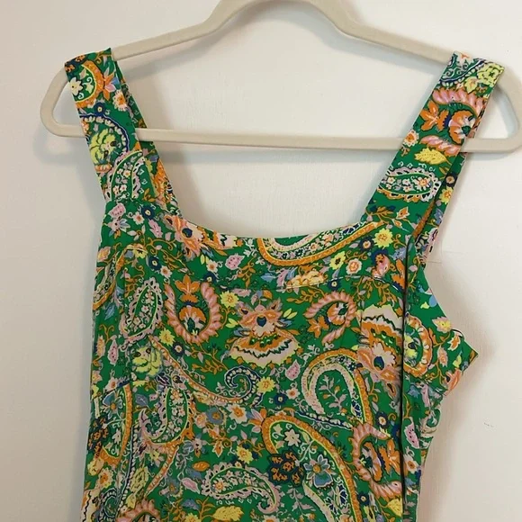 MSK Green Paisley Maxi Dress Large - Picture 2 of 6